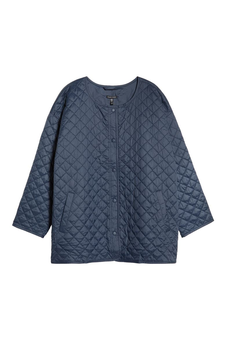 Round Neck Quilted Short Coat, Alternate, color, MARITIME
