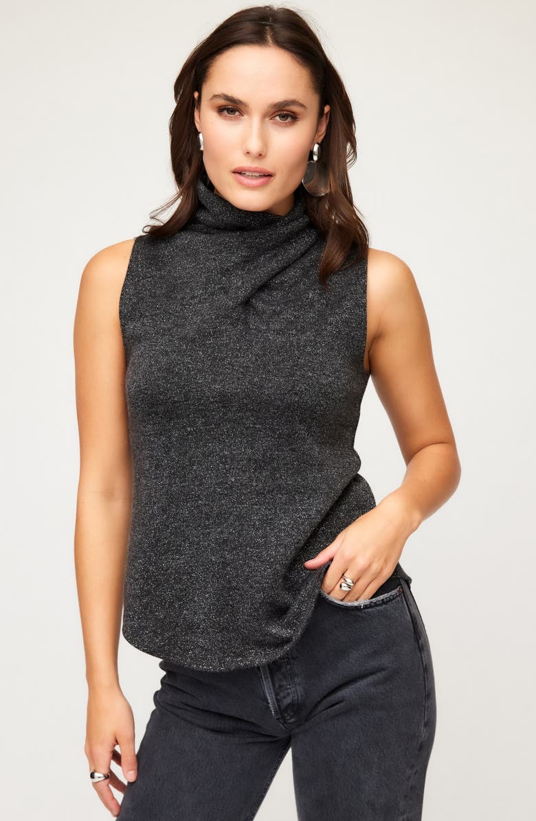 FIFTEEN TWENTY Abbey Metallic Sleeveless Turtleneck Top, Alternate, color,
