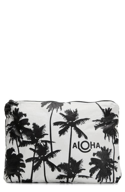 Aloha Collection Mid Coco Palms Water Resistant Tyvek® Zip Pouch In Black/white