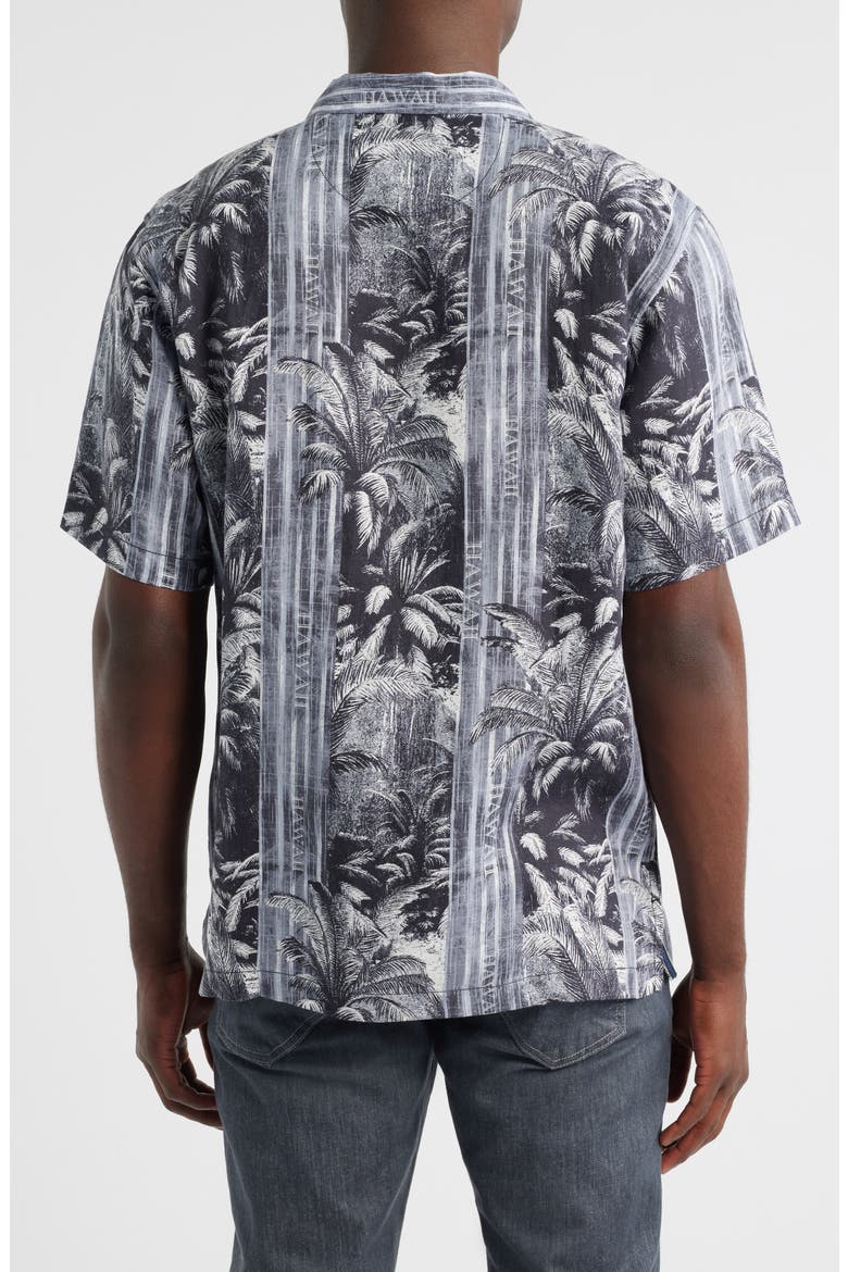 Hawaiian Nightfall Linen Camp Shirt, Alternate, color, DARK GRAVEL