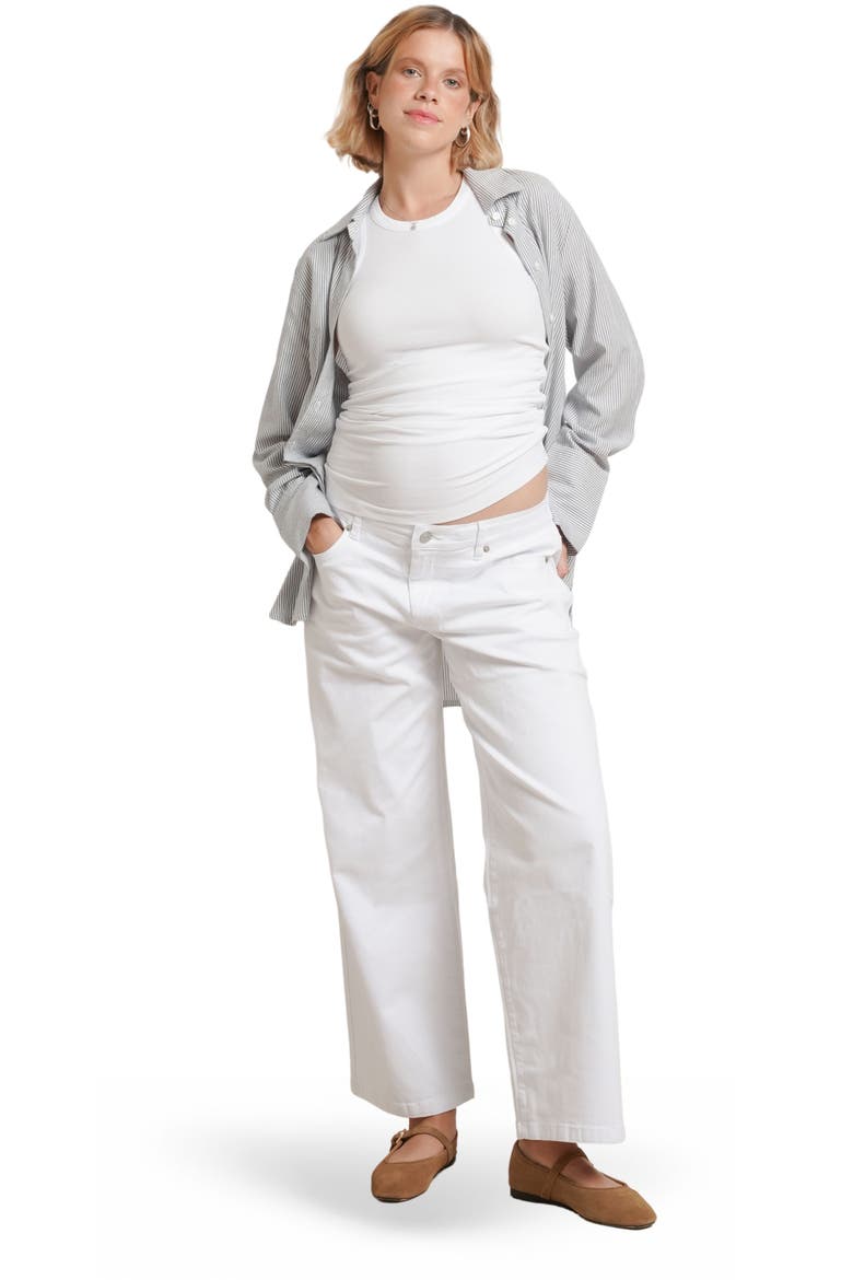 Slouch Under-Bump Maternity Boyfriend Jeans, Alternate, color, White