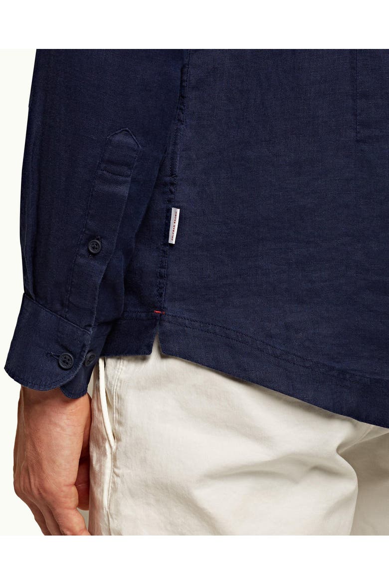 Giles Linen Cutaway Collar Tailored Fit Linen Shirt, Alternate, color, Navy