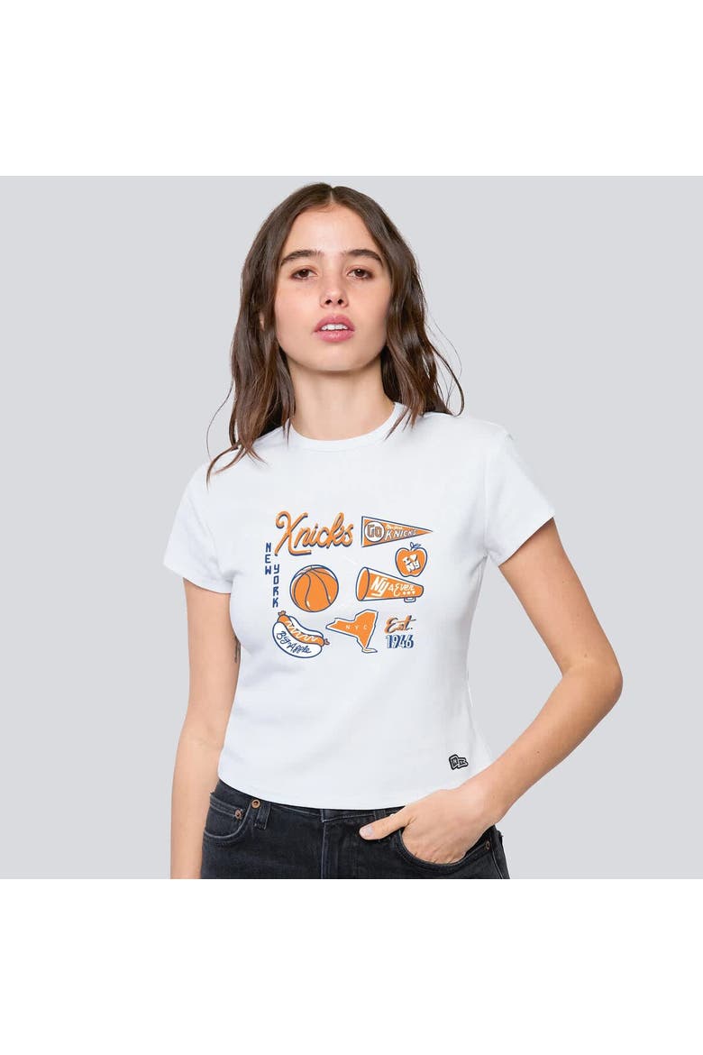 Women's Hype and Vice White New York Knicks Cropped Baby T-Shirt, Main, color, White
