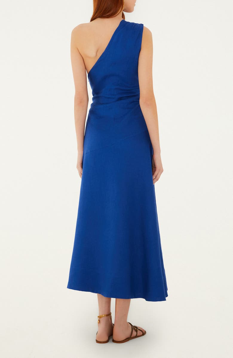 FARM Rio Embroidered Seahorse One-Shoulder Linen Dress, Alternate, color, Blue