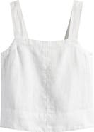 Madewell Contrast Stitch Square Neck Linen Tank