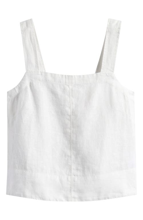 Shop Madewell Contrast Stitch Square Neck Linen Tank In Salt