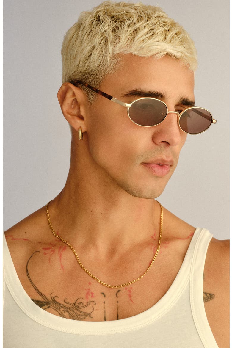 55mm Icicle Oval Sunglasses, Alternate, color, BRIGHT GOLD / SMOKEY BROWN