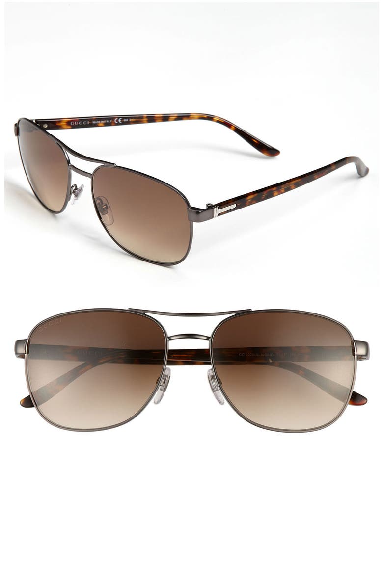 'Caravan' 57mm Aviator Sunglasses, Main, color, DARK RUTHENIUM/ HAVANA