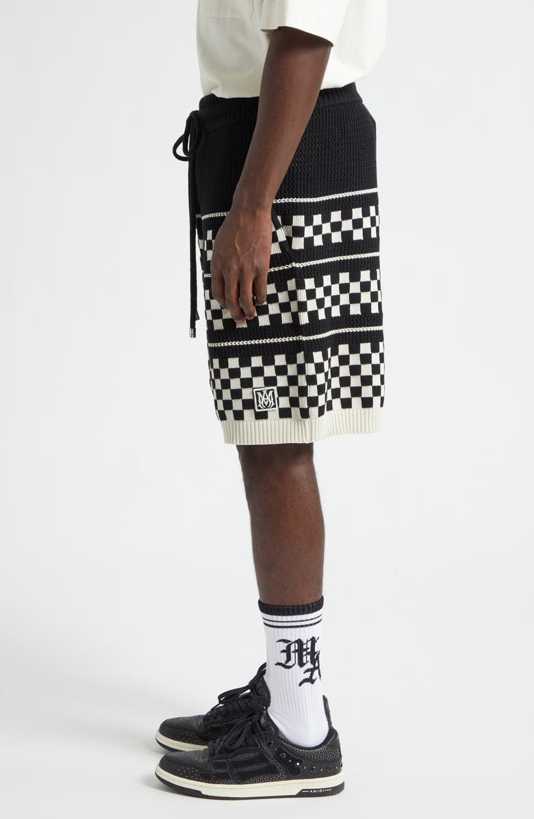 AMIRI Checkered Wool Mesh Shorts, Alternate, color, Black