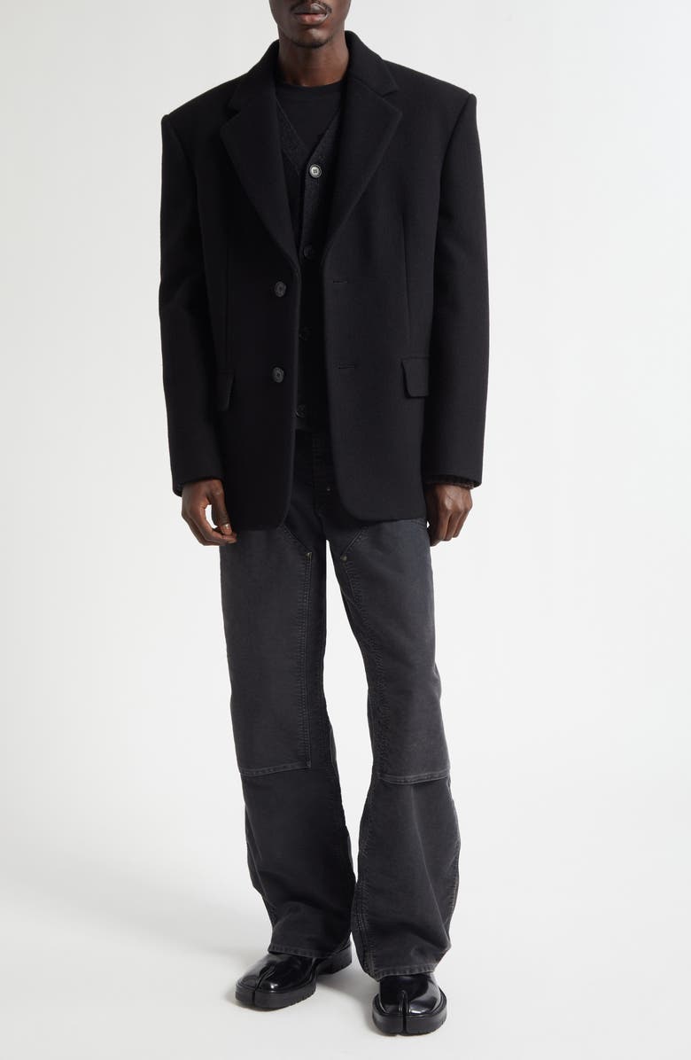 MM6 Maison Margiela Elbow Patch Virgin Wool Blend Sport Coat, Alternate, color, Black