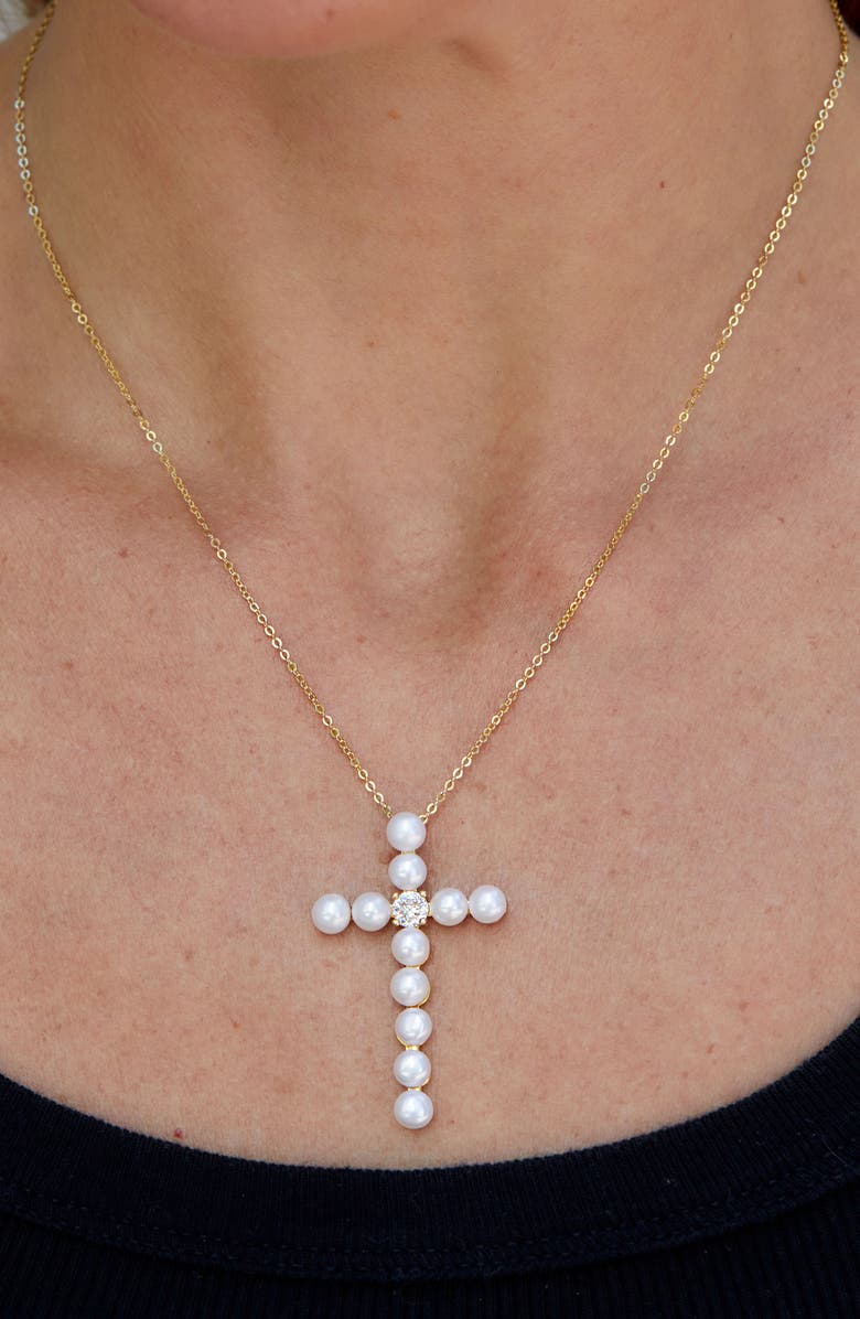 SAVVY CIE JEWELS Freshwater Pearl Pendant Necklace, Alternate, color, Yellow