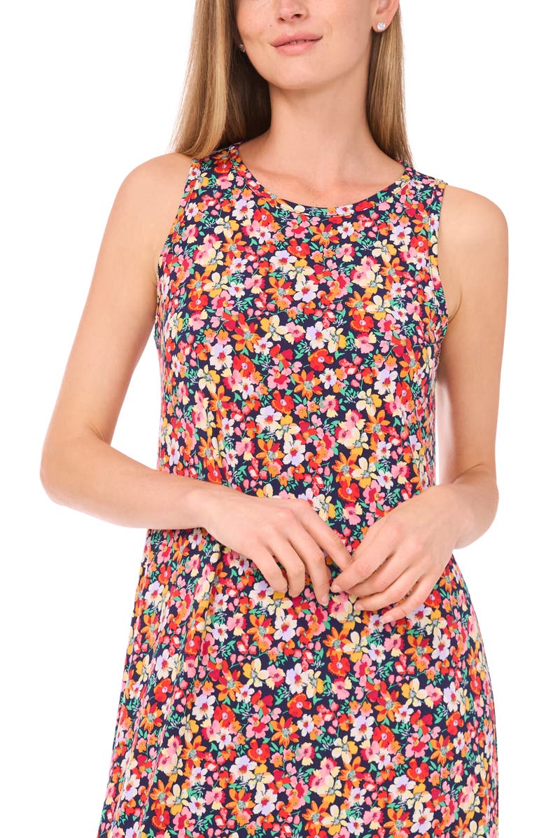 Vince Camuto Floral Print Sleeveless Maxi Dress, Alternate, color, Navy/ Coral Floral