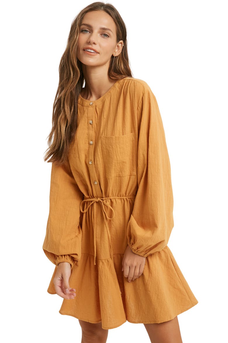 Long Sleeve Minidress, Alternate, color, AMBER