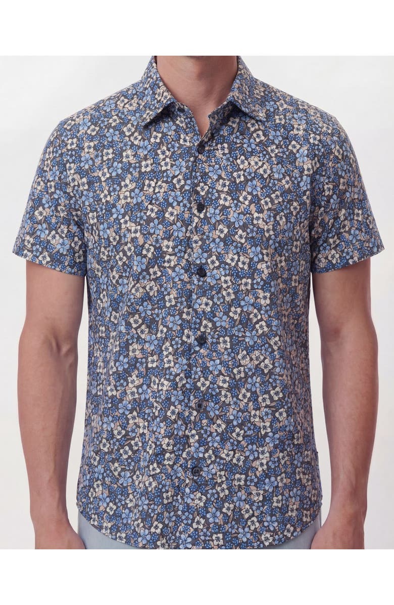 Lords of Harlech Floral Field Mens Knit Shirt, Alternate, color, Floral Field Black