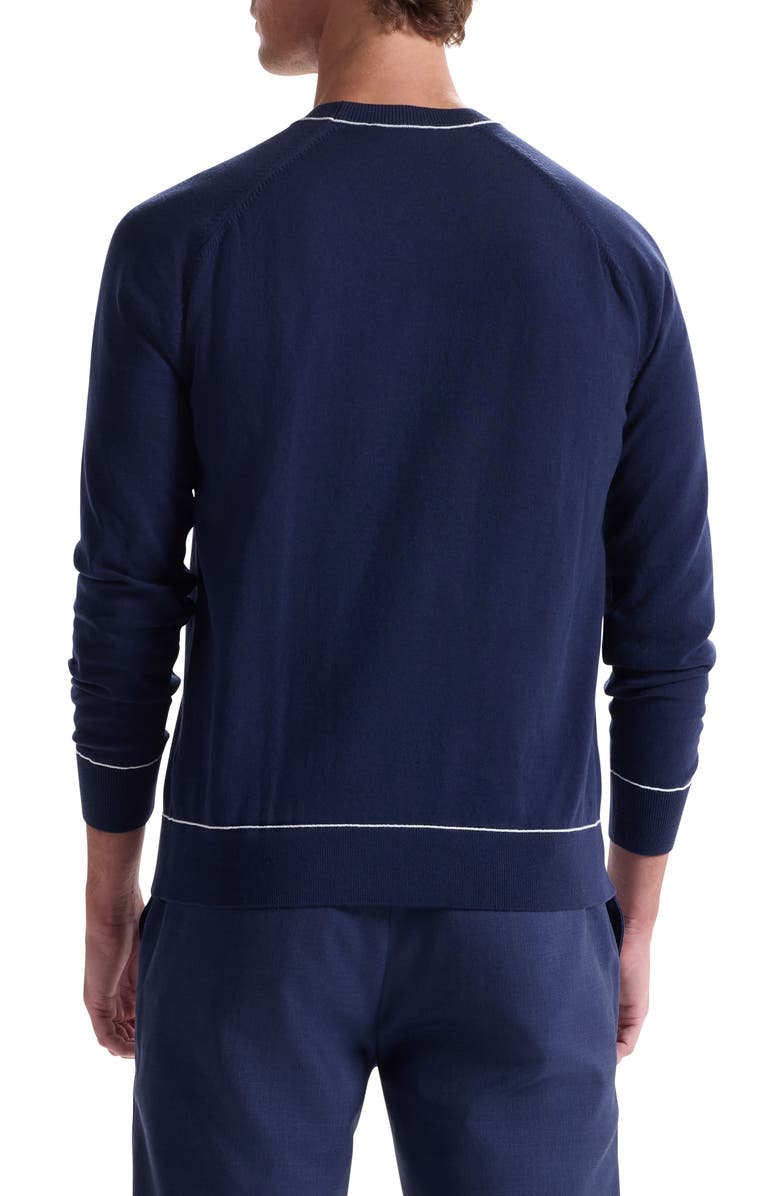 Bugatchi Tipped Cotton Blend Crewneck Sweater, Alternate, color, Navy