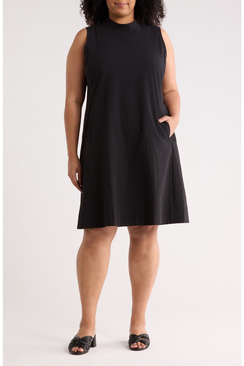 Mock Neck Sleeveless Dress, Main, color, BLACK