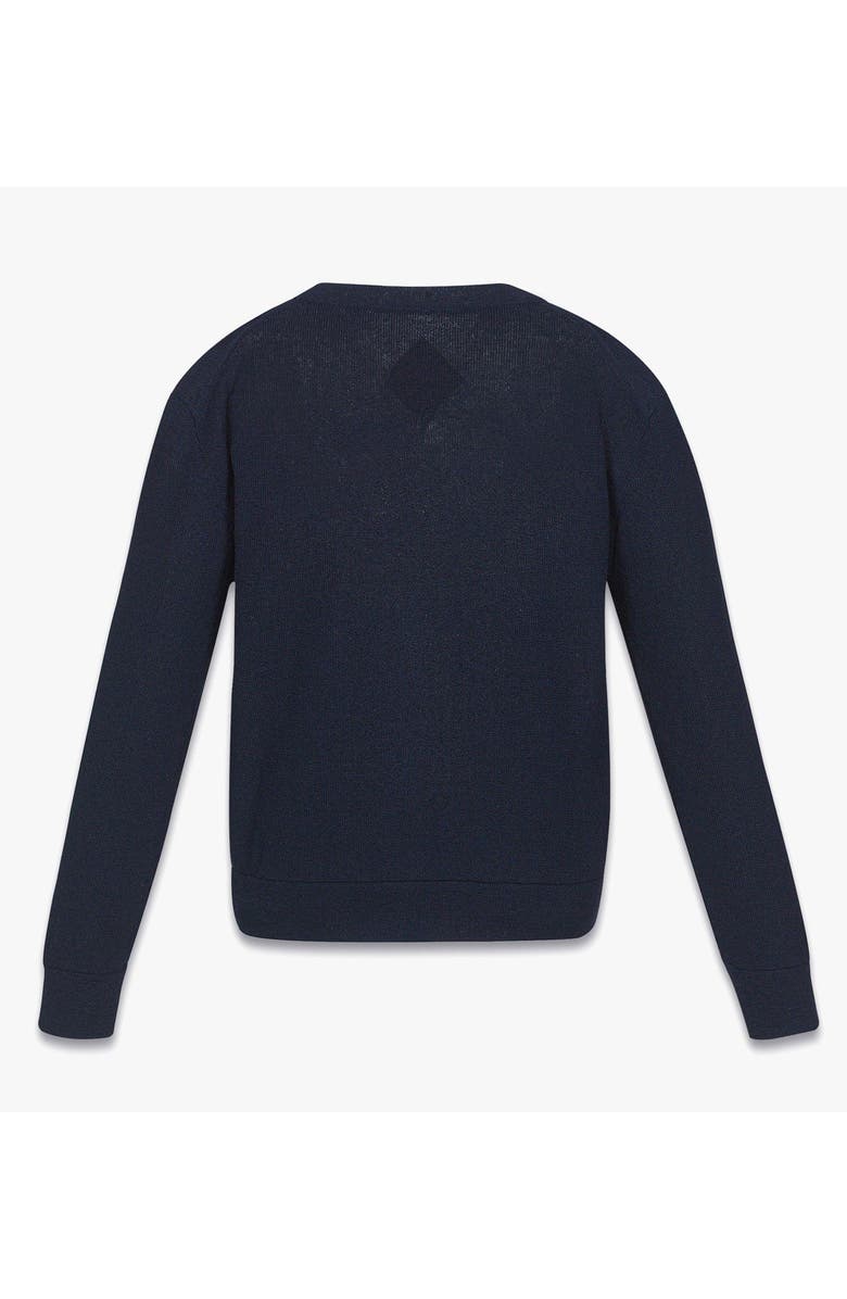 MCM Logo Embroidery Knit Cardigan, Alternate, color, Blue