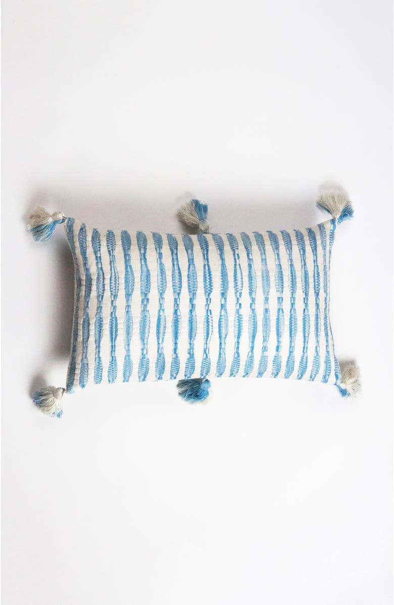 Archive New York Antigua Naturally Dyed Striped Handwoven Cotton Throw Pillow, Alternate, color, Blue