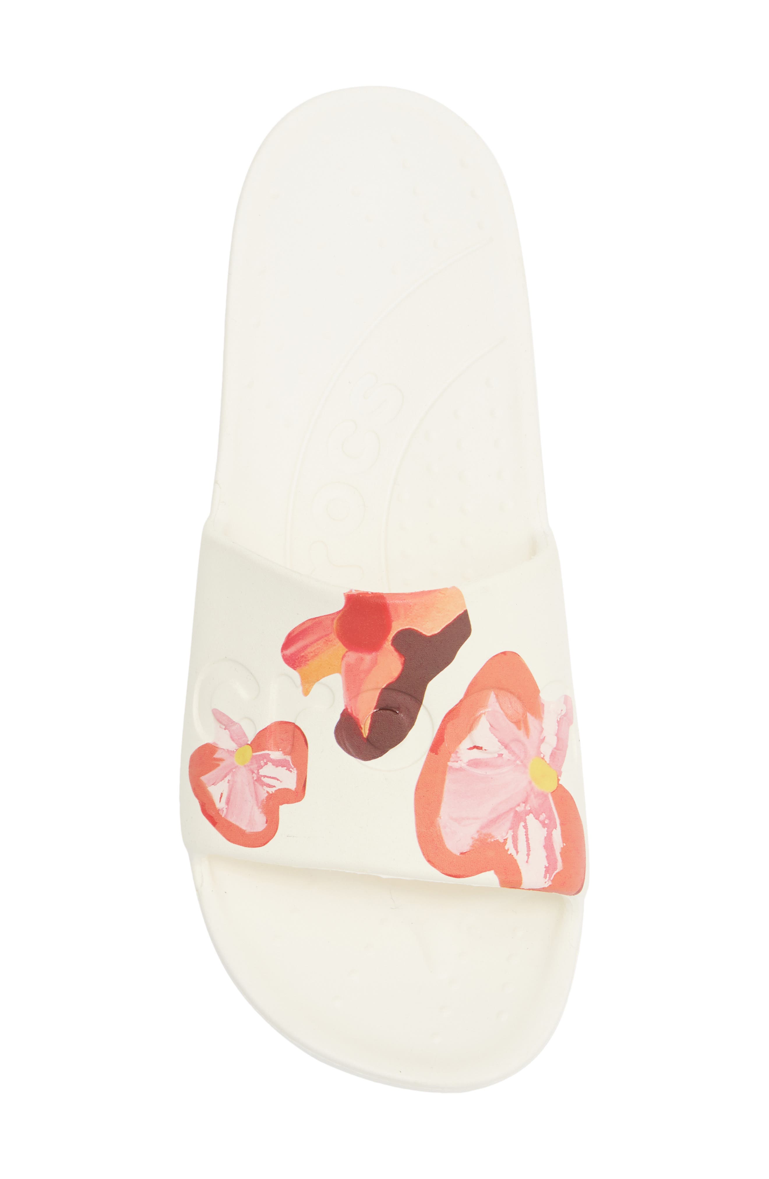 CROCS Painted Floral Slide Sandal, Alternate, color, Chalk