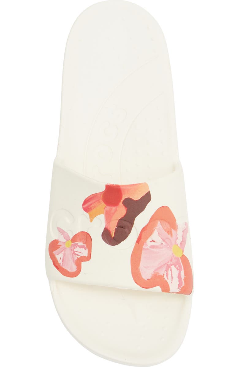 CROCS Painted Floral Slide Sandal, Alternate, color, Chalk