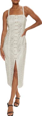 Ramy Brook Miley Faux Leather Lasercut Midi Dress