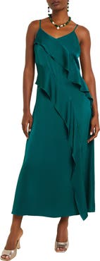 Misook Ruffle Charmeuse Slipdress