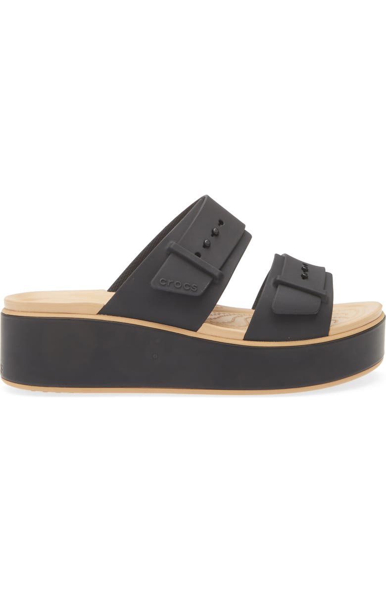 CROCS Brooklyn Platform Wedge Slide Sandal, Alternate, color, Black/ Cashew