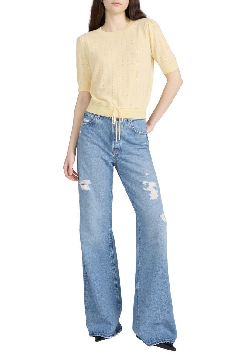 The Cashmere Charm Pointelle Sweater, Alternate, color, CANARY