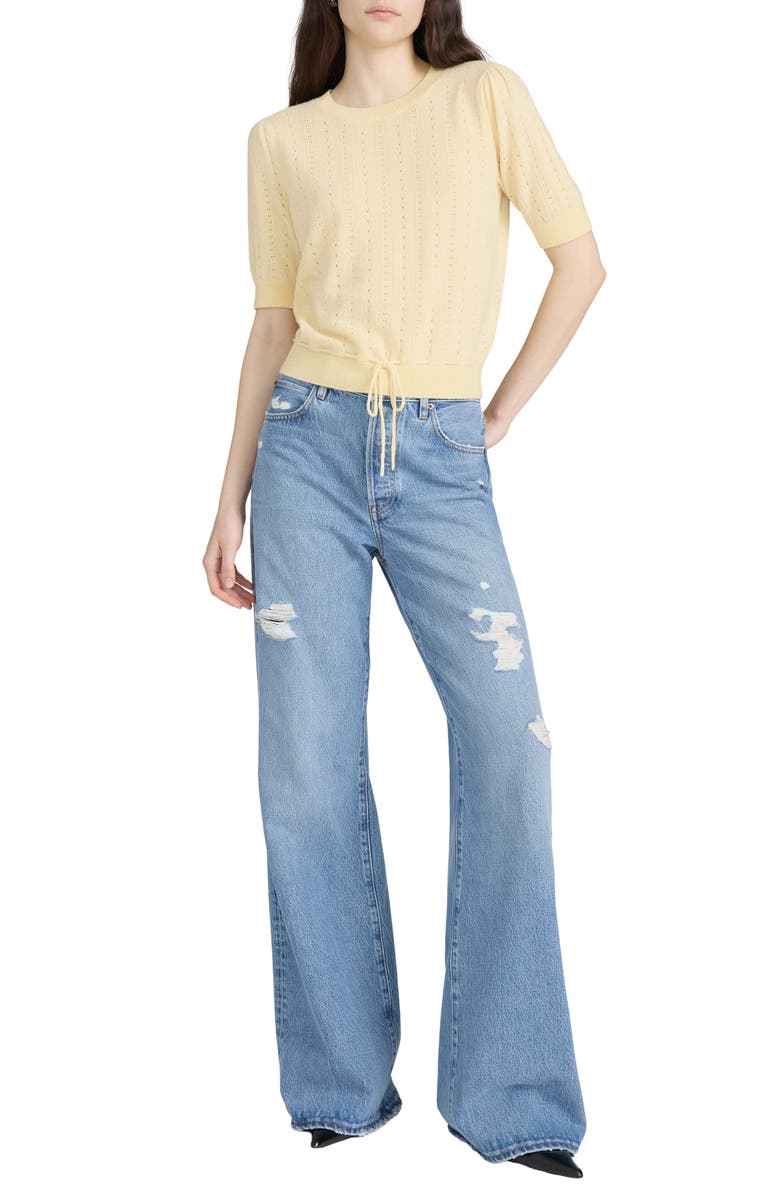 FRAME The Cashmere Charm Pointelle Sweater, Alternate, color, Canary