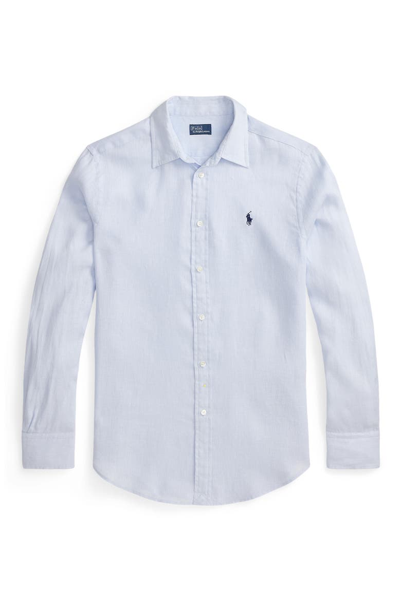Classic Fit Linen Button-Up Shirt, Alternate, color, BLUE