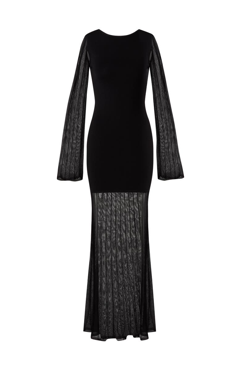 Malina Haisley Sheer Knitted Maxi Dress, Alternate, color, Black