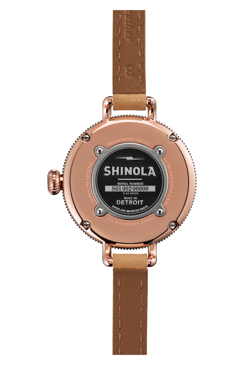 The Birdy Leather Strap Watch, 34mm, Alternate, color, NATURAL/ SILVER/ ROSE GOLD