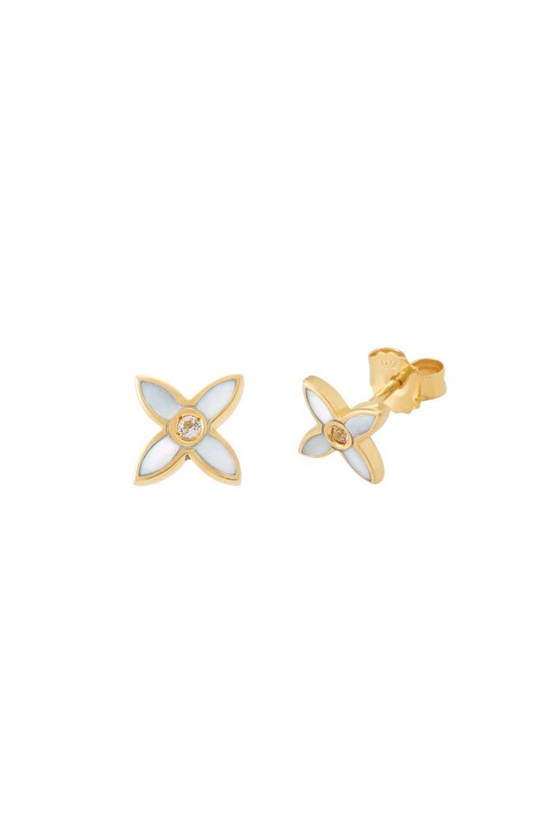Murkani Desert Flower Mini Stud Earring, Main, color, Yellow Gold