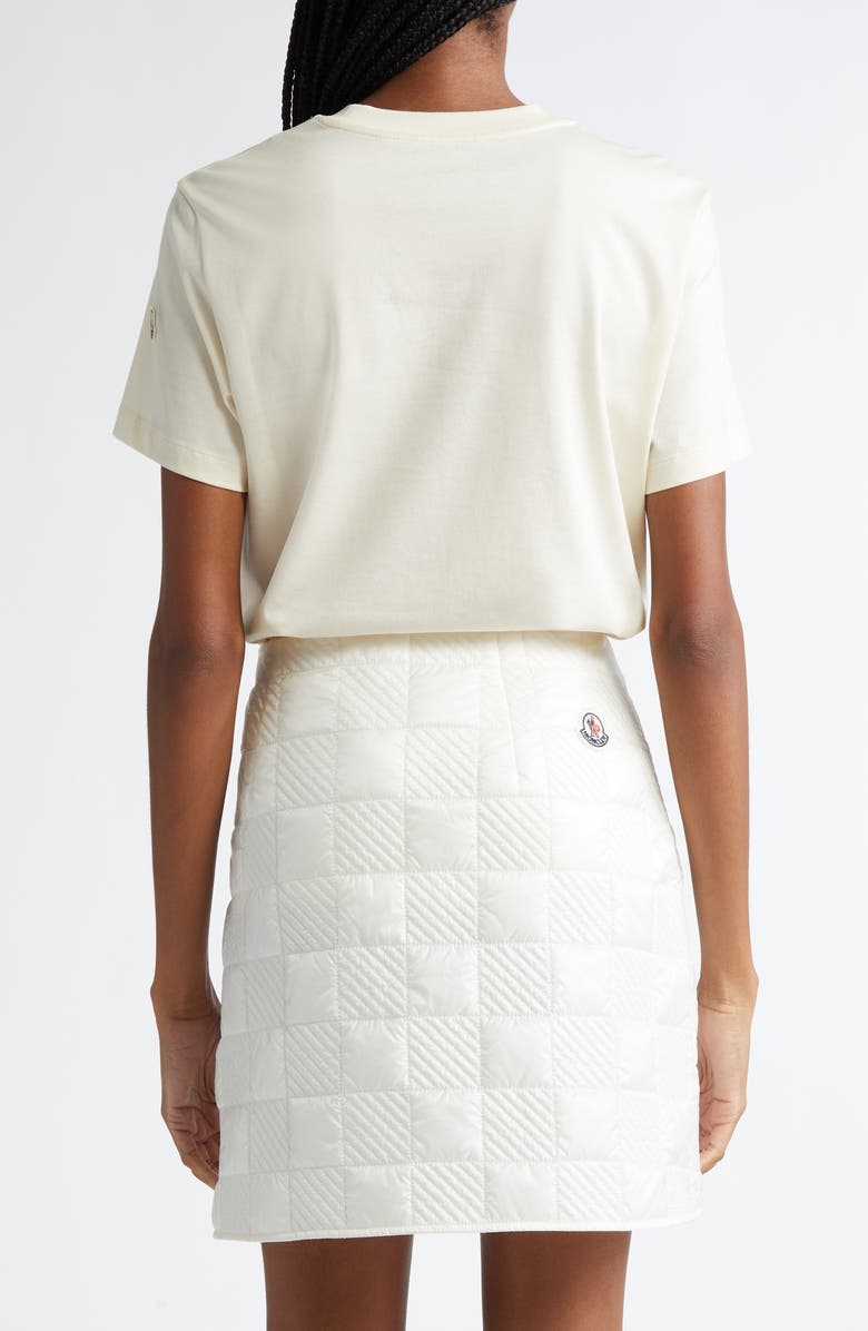 Moncler Bell Logo Grosgrain Trim Cotton T-Shirt, Alternate, color, Ivory