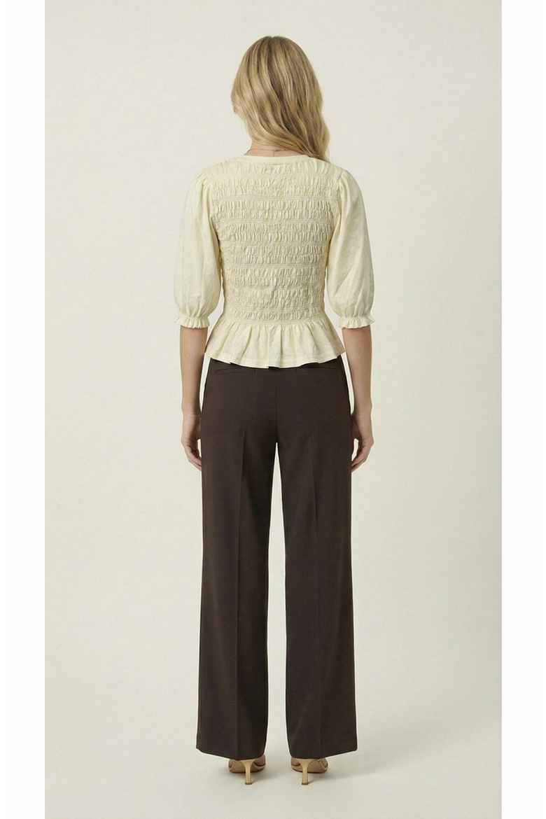 Smocked Peplum Puff Sleeve Blouse, Alternate, color, Cream