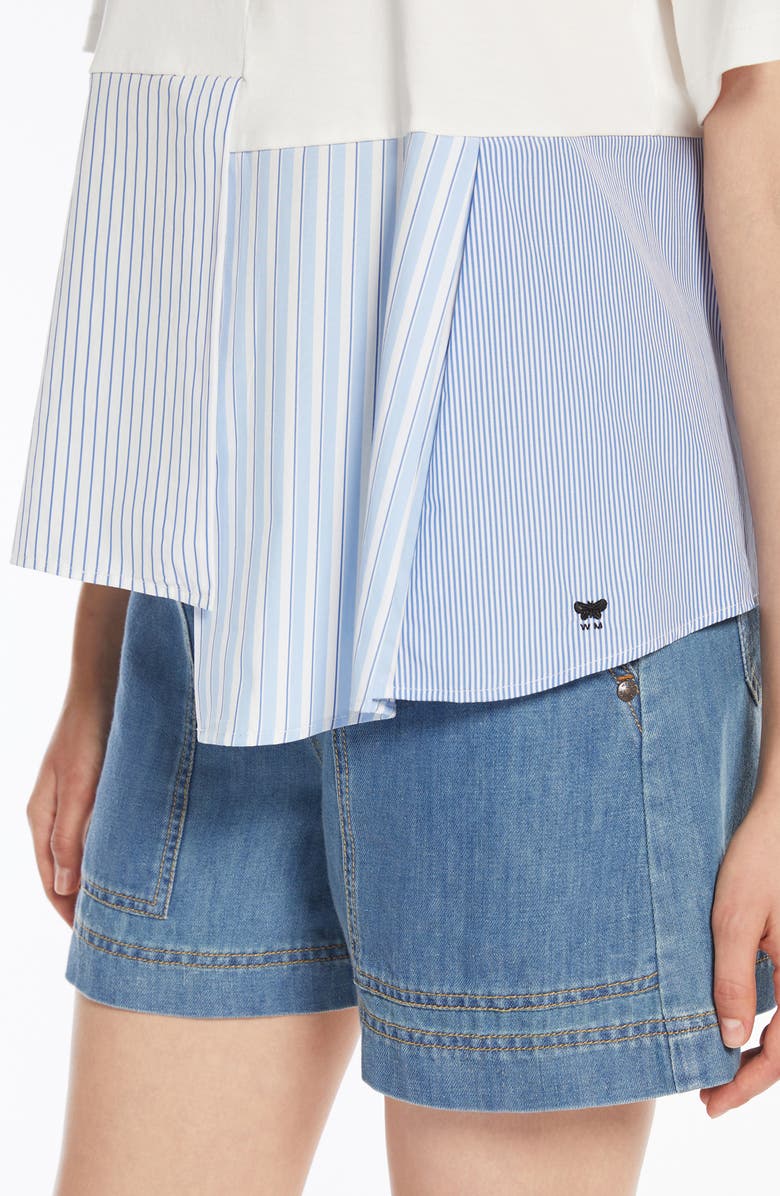 Weekend Max Mara Bird Mixed Media Asymmetric Cotton Top, Alternate, color, 