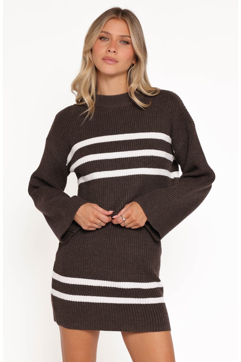 Sara Stripe Rib Crop Sweater & Miniskirt Set, Alternate, color, CHOCOLATE CREAM STRIPE