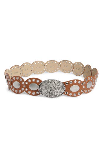 Vince Camuto Oval Disc Hip Slung Belt In Brown