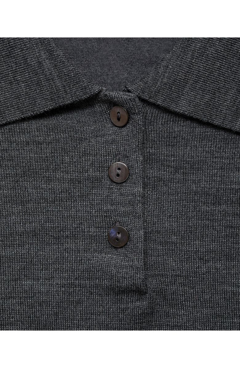 MANGO Selection Wool Sweater Polo, Alternate, color, Medium Heather Grey
