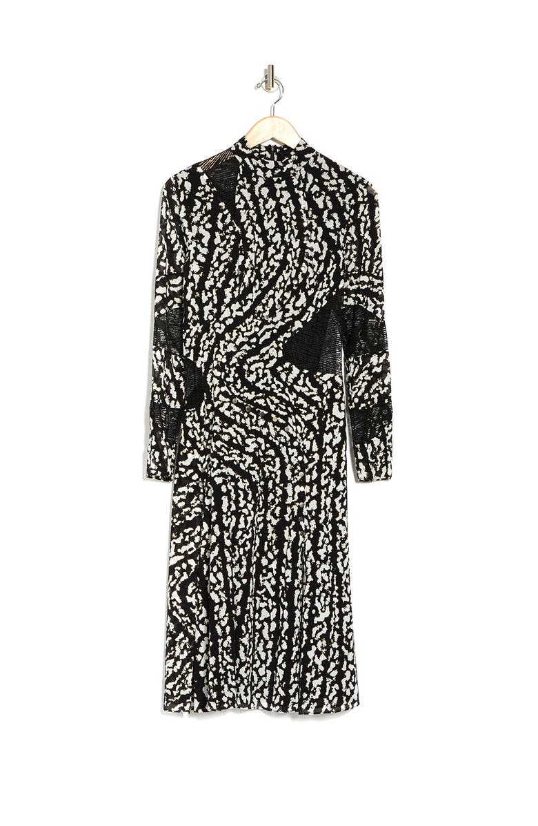 Proenza Schouler Mock Neck Snap Front Silk Blend Midi Dress, Alternate, color,