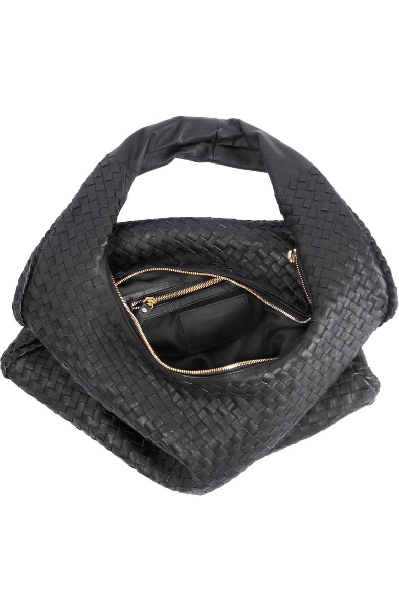 The Artisan & Company Woven Leather Slouchy Hobo Bag-Black, Alternate, color,