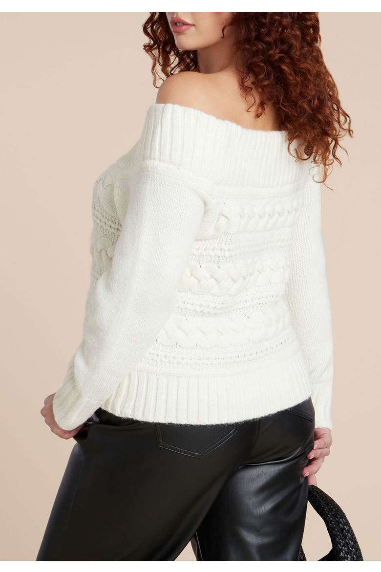 Off The Shoulder Cableknit Sweater, Alternate, color, JET STREAM