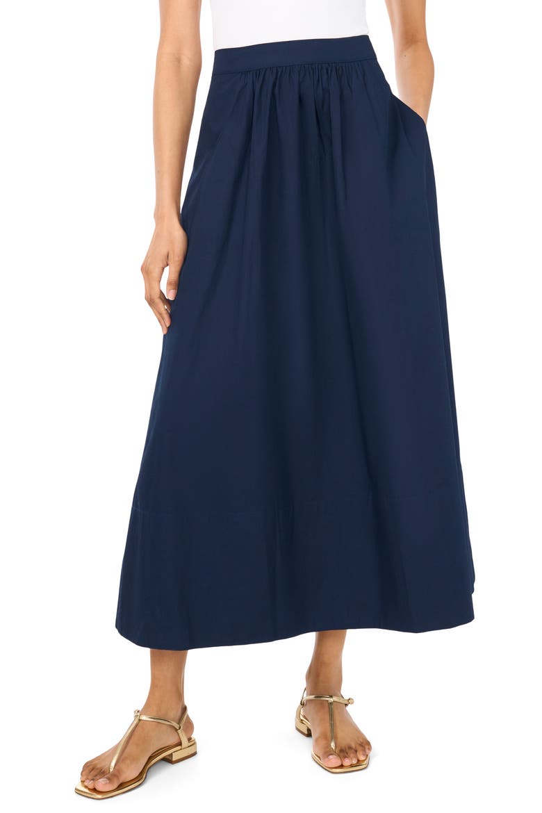Poplin Maxi Skirt, Main, color, CLASSIC NAVY