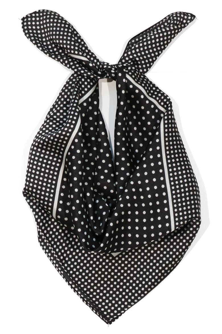 Isabella Polka Dot Square Scarf, Alternate, color, BLACK