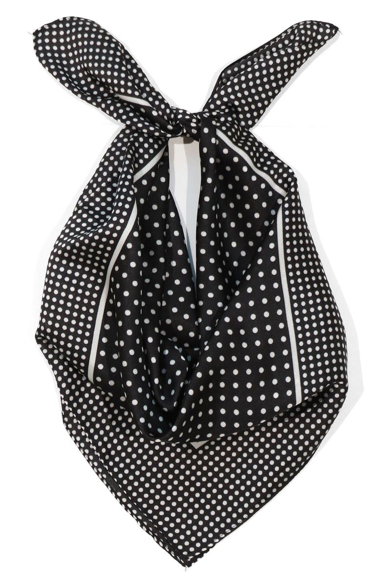 Petit Moments Isabella Polka Dot Square Scarf, Alternate, color, Black