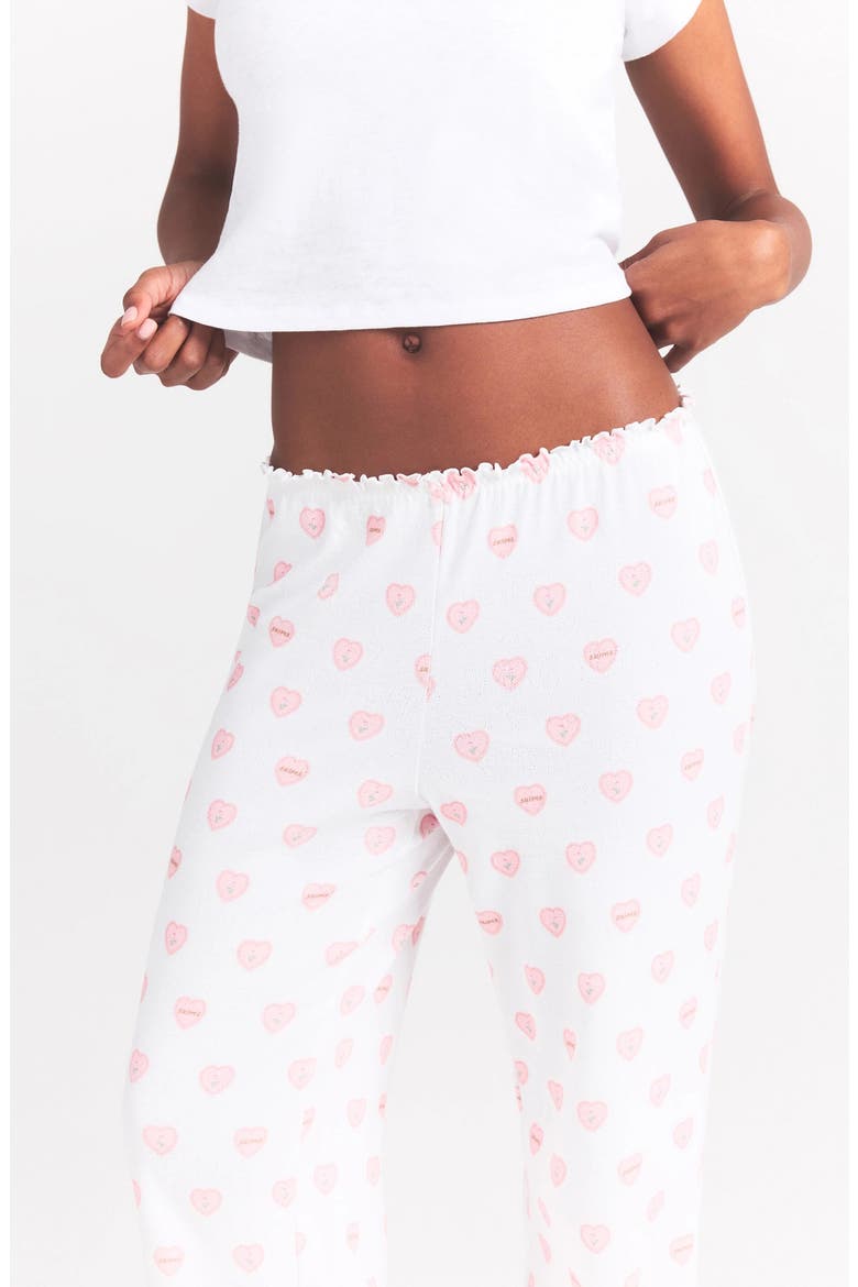 Straight Leg Pajama Pants, Alternate, color, SNOW LACE HEARTS