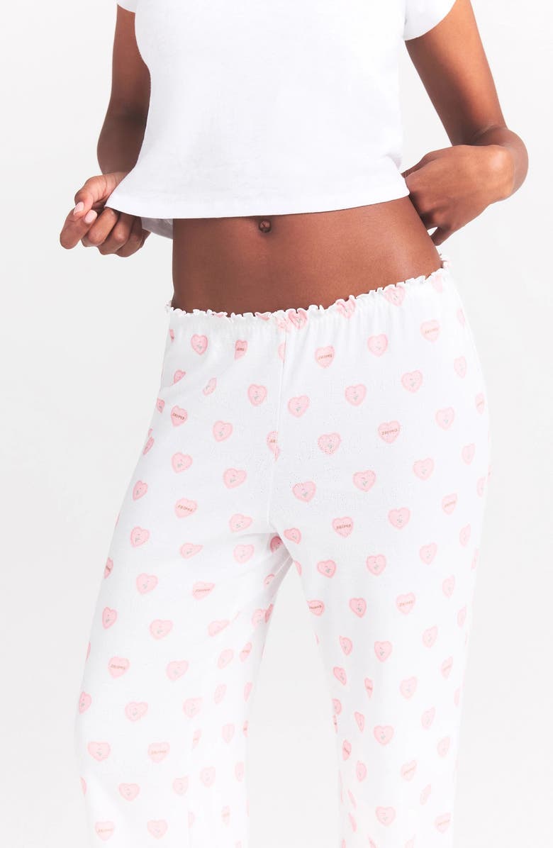 SKIMS Straight Leg Pajama Pants, Alternate, color, Snow Lace Hearts