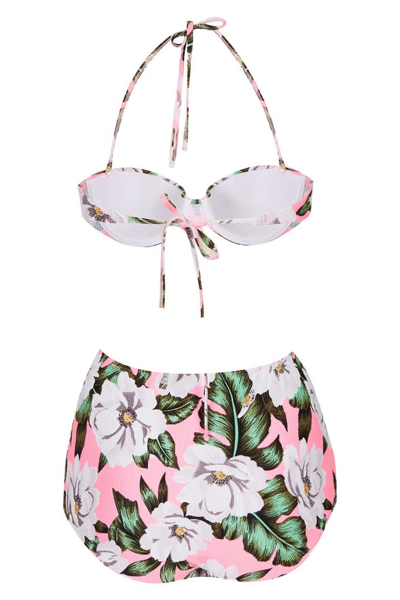 'Aloha' Print Floral Bikini, Alternate, color, PINK