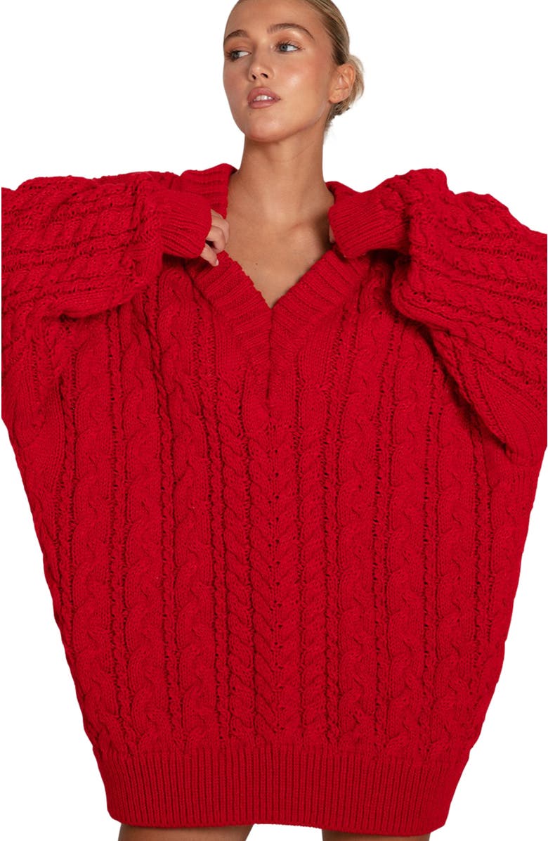Belle & Bloom Still The One Chunky Oversize Knit, Alternate, color, Red