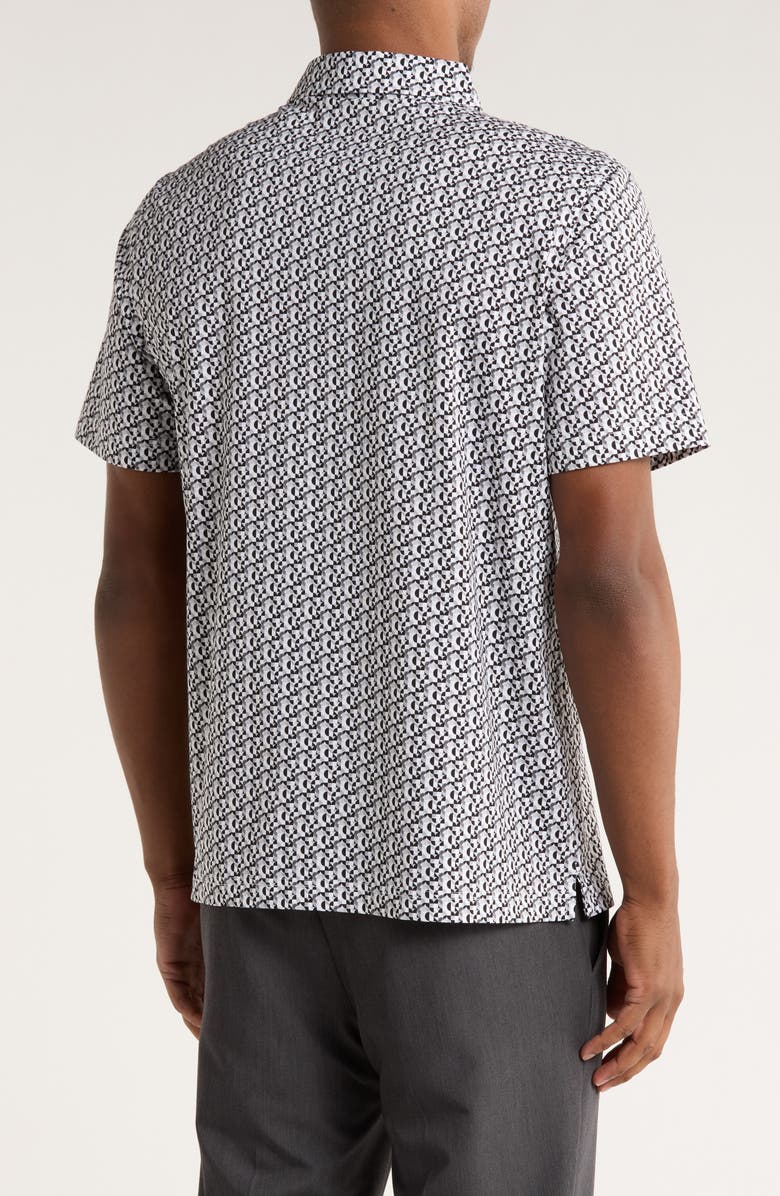 Bugatchi Geometric Print OoohCotton<sup>®</sup> Knit Polo, Alternate, color, Cement